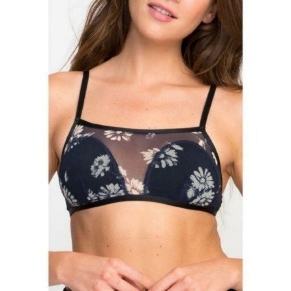 RVCA Sunday Fleur Sheer Mesh Floral Bralette Womens Size XS